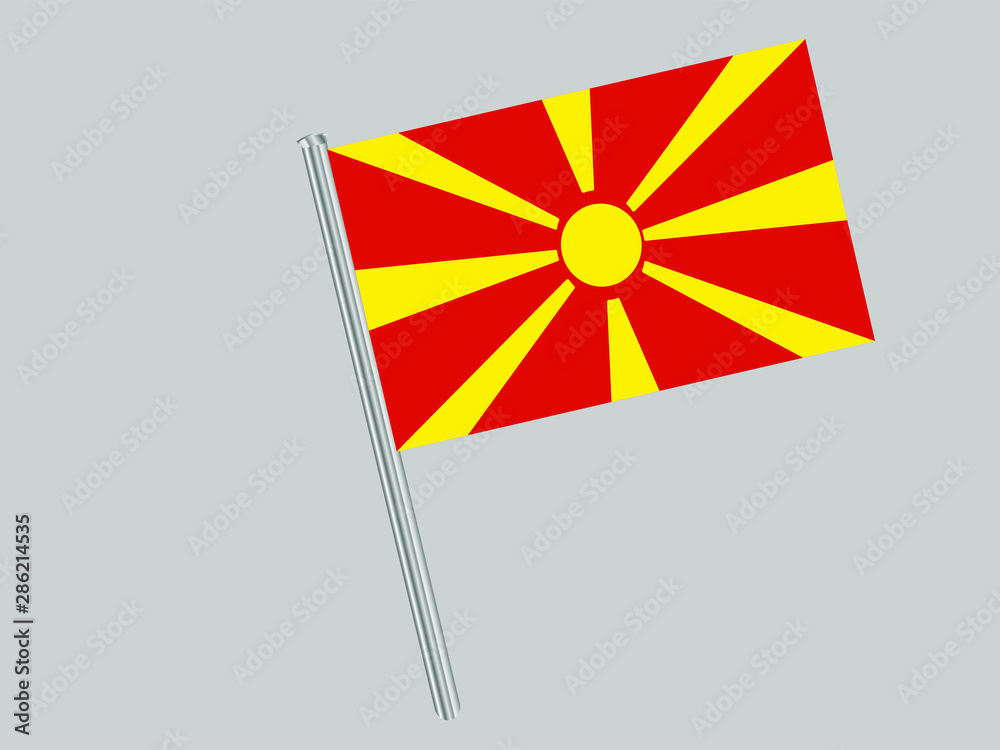 Macedonia Flagpole of Beautiful national flag. original colors and proportion. Amazing design vector gparphic illustration for web,logo, icon and background. from countries flag set.