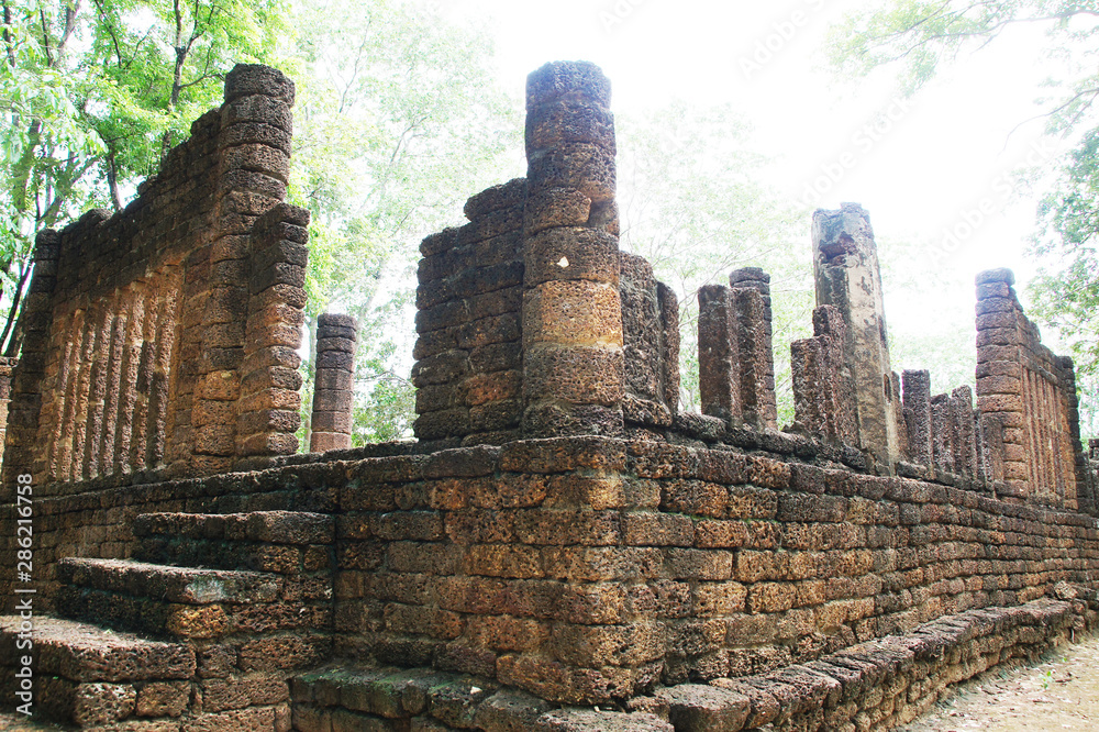 the archaeological site in sukhothai province, thailand has a beautiful, prosperous past