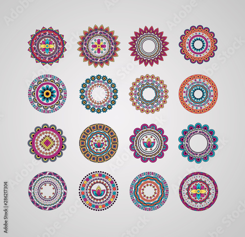 collection decorative mandalas floral bohemian