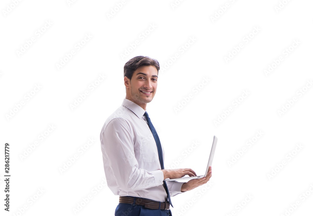 Businessman walking standing side view isolated on white backgro Businessman walking standing side view isolated on white backgro