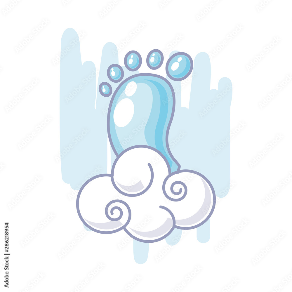 Fototapeta premium cute baby footprint with cloud nature