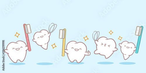 cute cartoon tooth playing