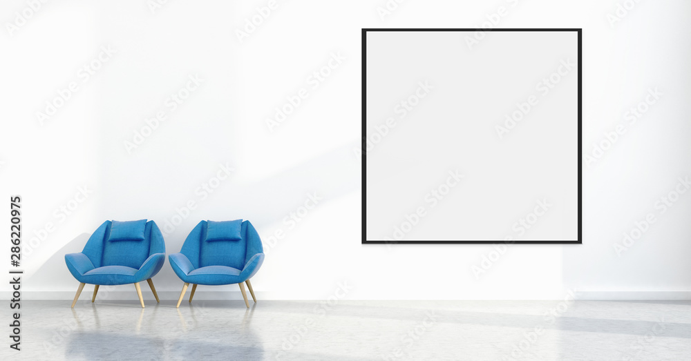 large luxury modern bright interiors with mock up poster frame illustration 3D rendering large luxury modern bright interiors with mock up poster frame illustration 3D rendering