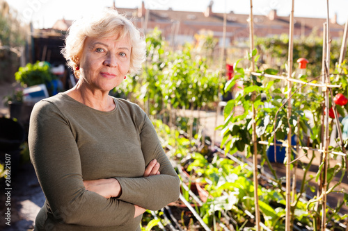 Portrait of senior woman in garden
