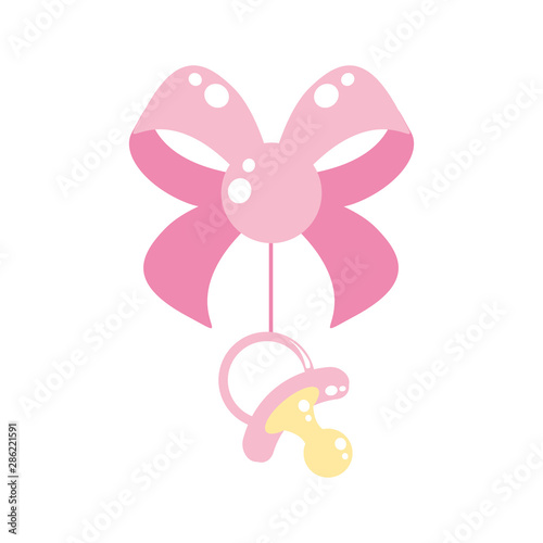 cute bow ribbon with pacifier baby hanging