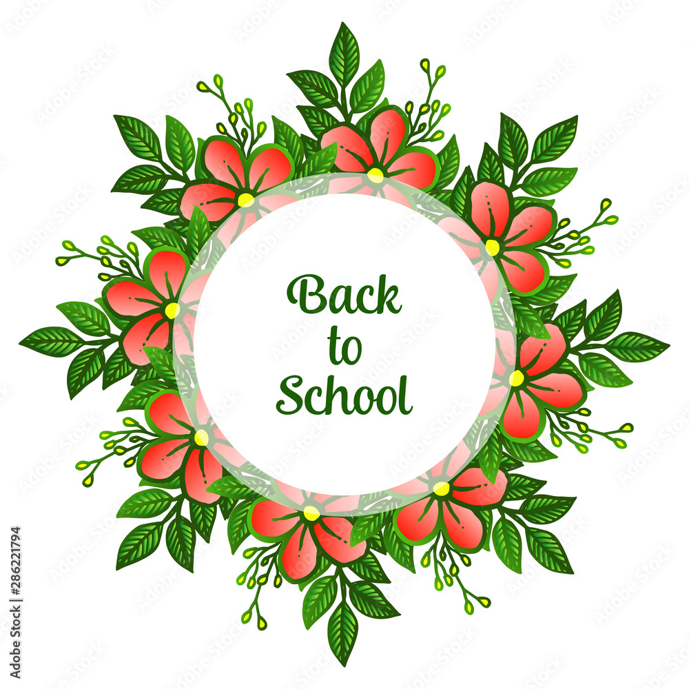 Back to school background with orange flower frame blooms. Vector