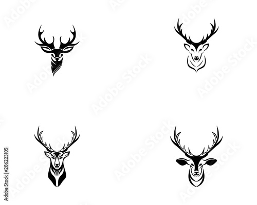 Deer head set icon silhouette logo design minimalist template