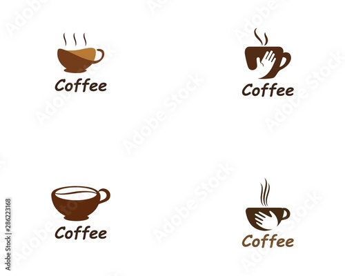 Coffee Cup drink set logo and vector icon design illustration