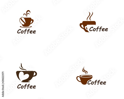 Coffee Cup drink set  logo and vector icon design illustration
