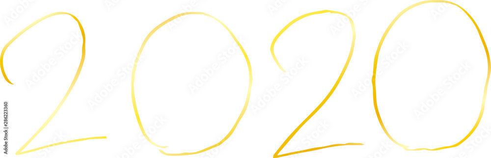 Handwritten Gold 2020 character illustration Handwritten Gold 2020 character illustration