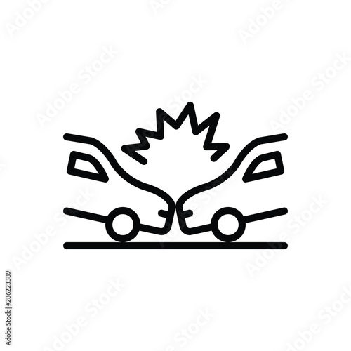 Black line icon for accident