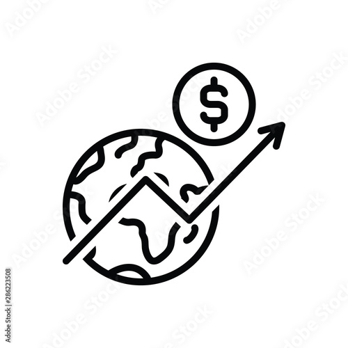 Black line icon for economy 