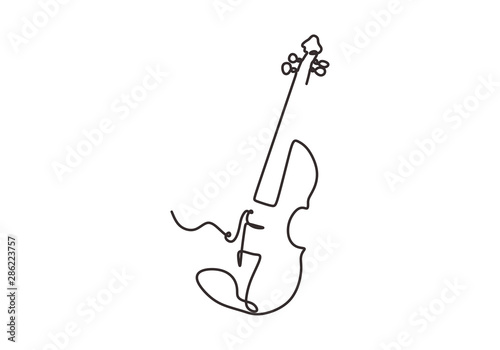Violin continuous one line drawing minimalist design isolated on white background