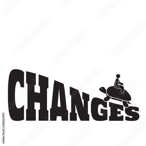 slow pace changes illustration, man riding a turtle