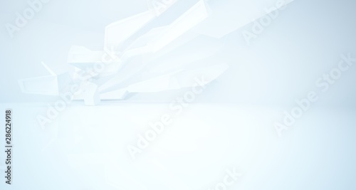 Abstract white interior with window. 3D illustration and rendering.