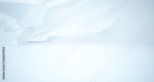 Abstract white interior with window. 3D illustration and rendering.