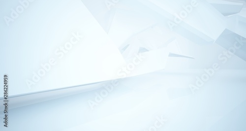 Abstract white interior with window. 3D illustration and rendering.