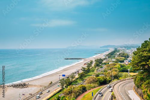 Katsurahama beach and cityscape in Kochi, Shikoku, Japan photo