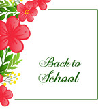 Back to school card with leaf wreath frame background. Vector