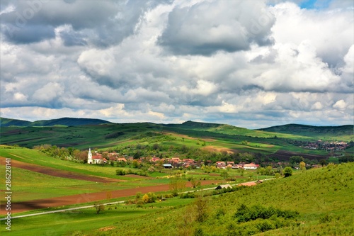 A beautiful rural landscape in Transylvania. Village of Hodosa Mures county - Romania