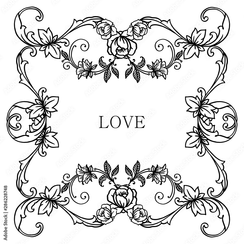 Fototapeta Template of card love, with motif of rose flower frame blossom very beautiful. Vector