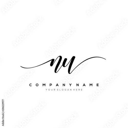 NU Letter Signature Logo Template Vector photo