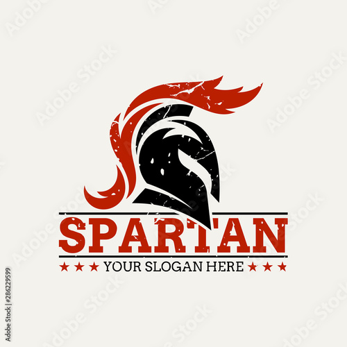 spartan logo with grunge/rustic concept.flat style.warrior sport/esport gaming icon.spartan head/helmet vector illustration