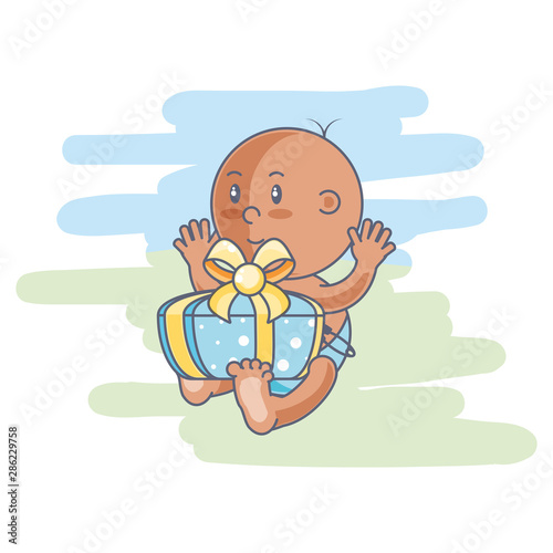 cute baby boy and gift box