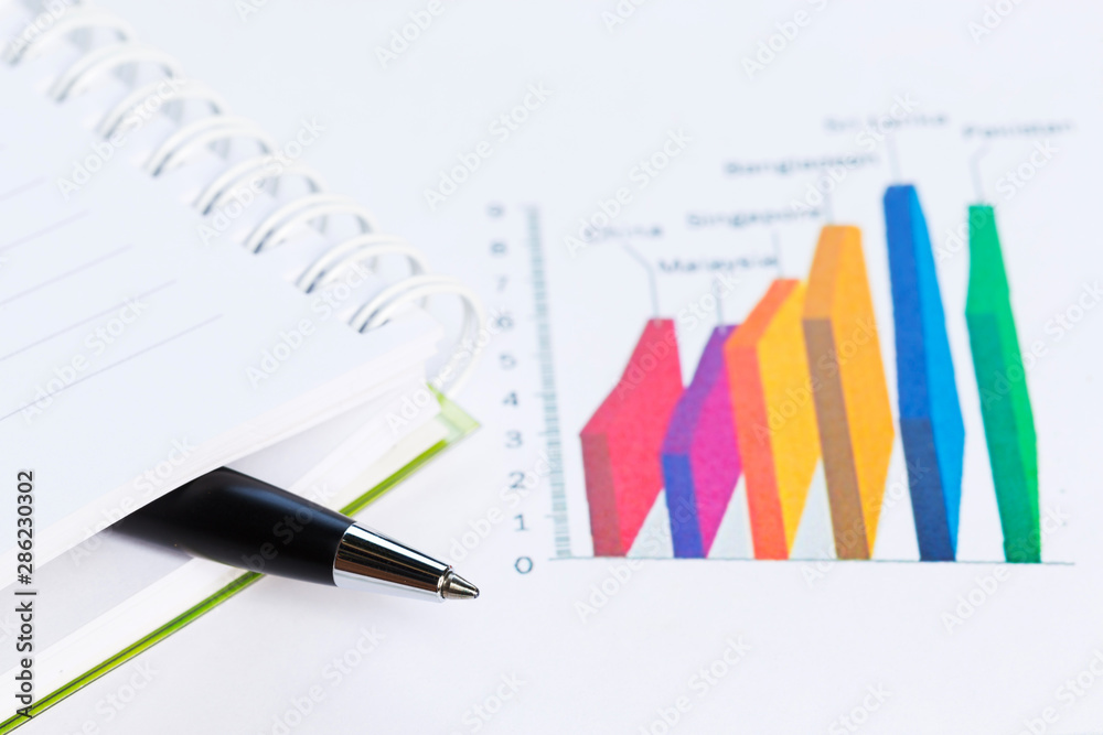Close up of pen with financial graphs, Business concept. Close up of pen with financial graphs, Business concept.