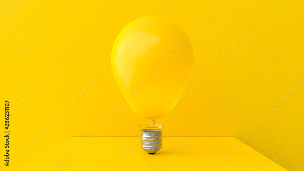 Yellow balloon shape bulb - obrazy, fototapety, plakaty 