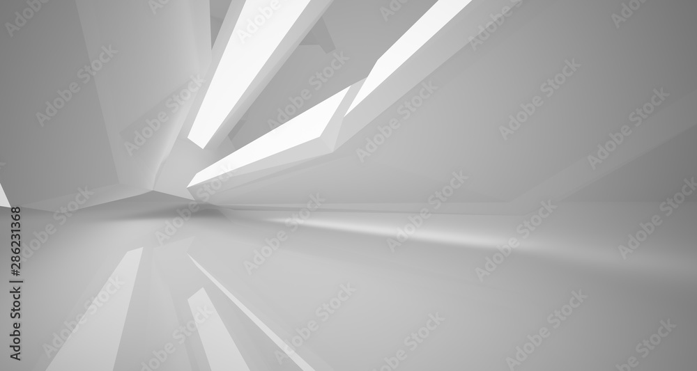 Abstract white interior with neon lighting. 3D illustration and rendering. Abstract white interior with neon lighting. 3D illustration and rendering.