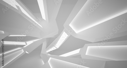 Abstract white interior with neon lighting. 3D illustration and rendering. © SERGEYMANSUROV