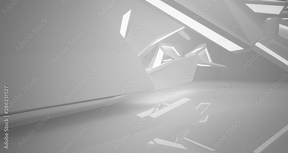 Abstract white interior with neon lighting. 3D illustration and rendering. Abstract white interior with neon lighting. 3D illustration and rendering.