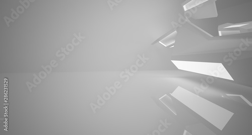 Abstract white interior with neon lighting. 3D illustration and rendering.