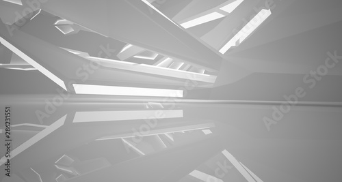 Abstract white interior with neon lighting. 3D illustration and rendering.