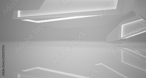 Fototapeta Naklejka Na Ścianę i Meble -  Abstract white interior with neon lighting. 3D illustration and rendering.