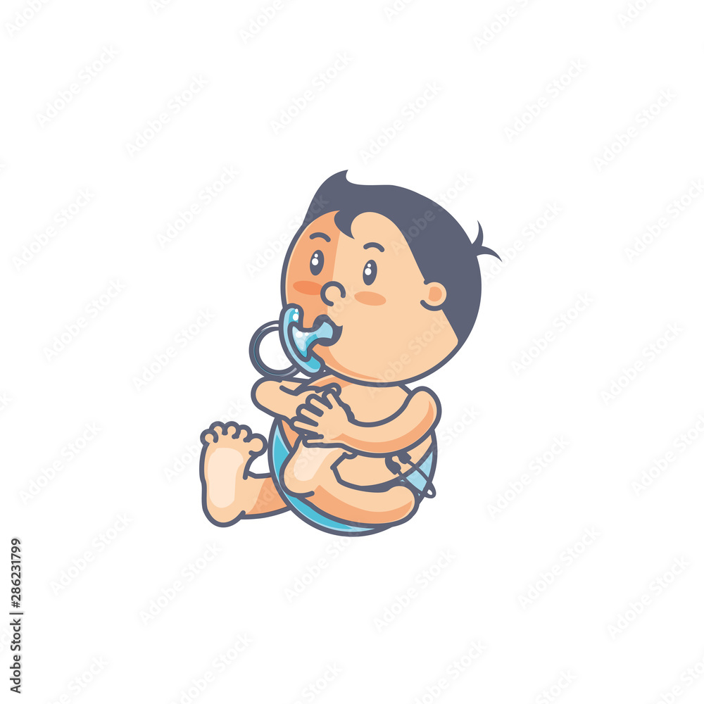 cute baby boy with pacifier avatar character cute baby boy with pacifier avatar character