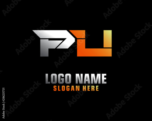 PU Initial letter logo template vector