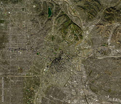Fototapeta Naklejka Na Ścianę i Meble -  High resolution Satellite image of Los Angeles, USA (Isolated imagery of USA. Elements of this image furnished by NASA)