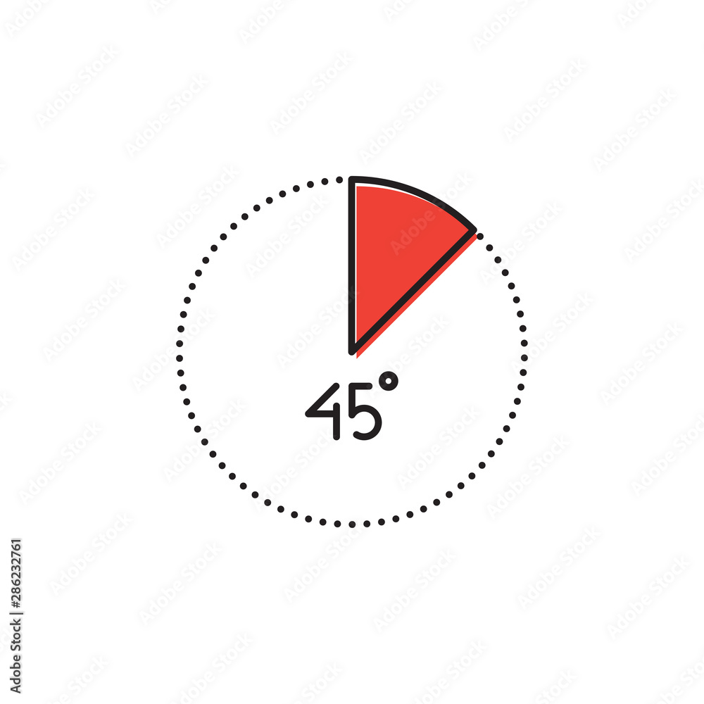 45 Degrees Angle vector icon symbol isolated on white background