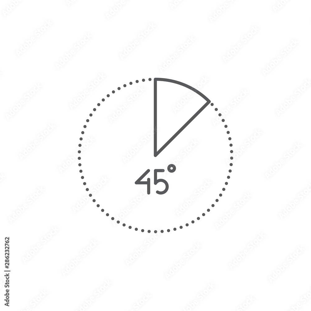 45 Degrees Angle vector icon symbol isolated on white background 45 Degrees Angle vector icon symbol isolated on white background