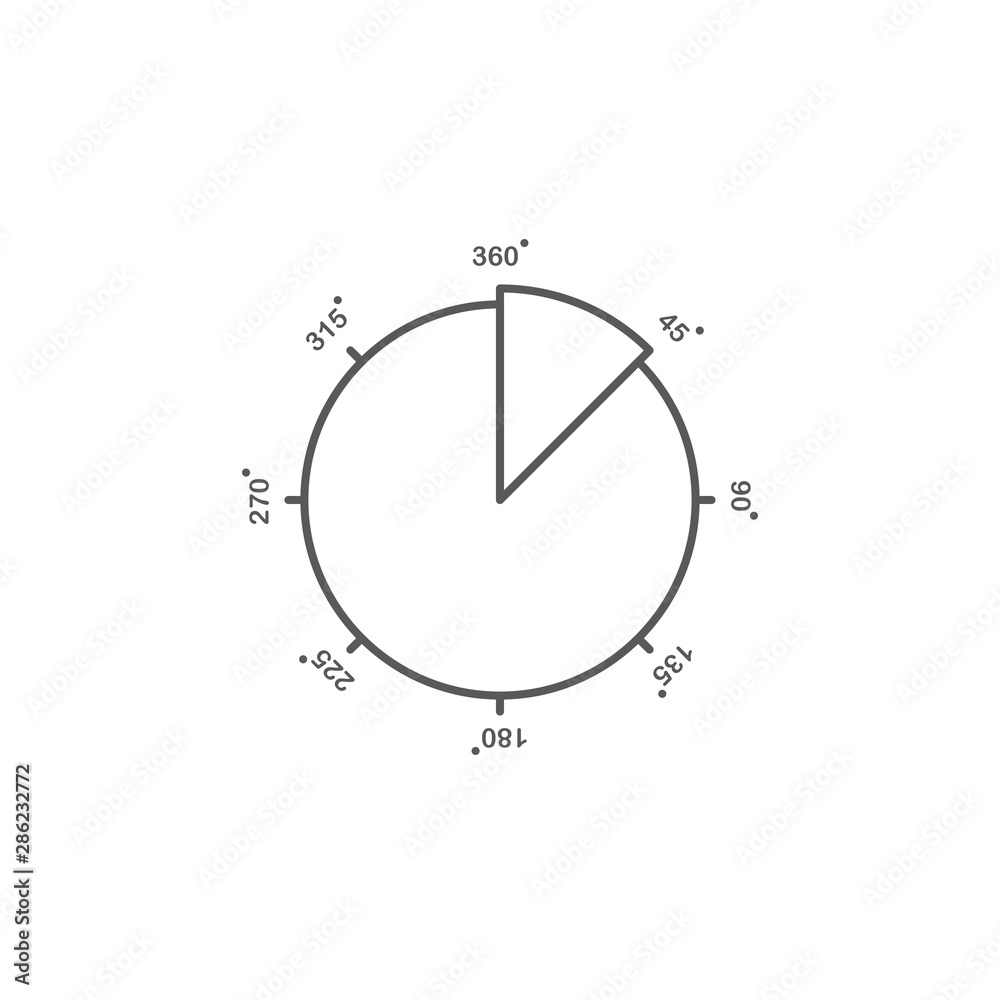 45 Degrees Angle vector icon symbol isolated on white background