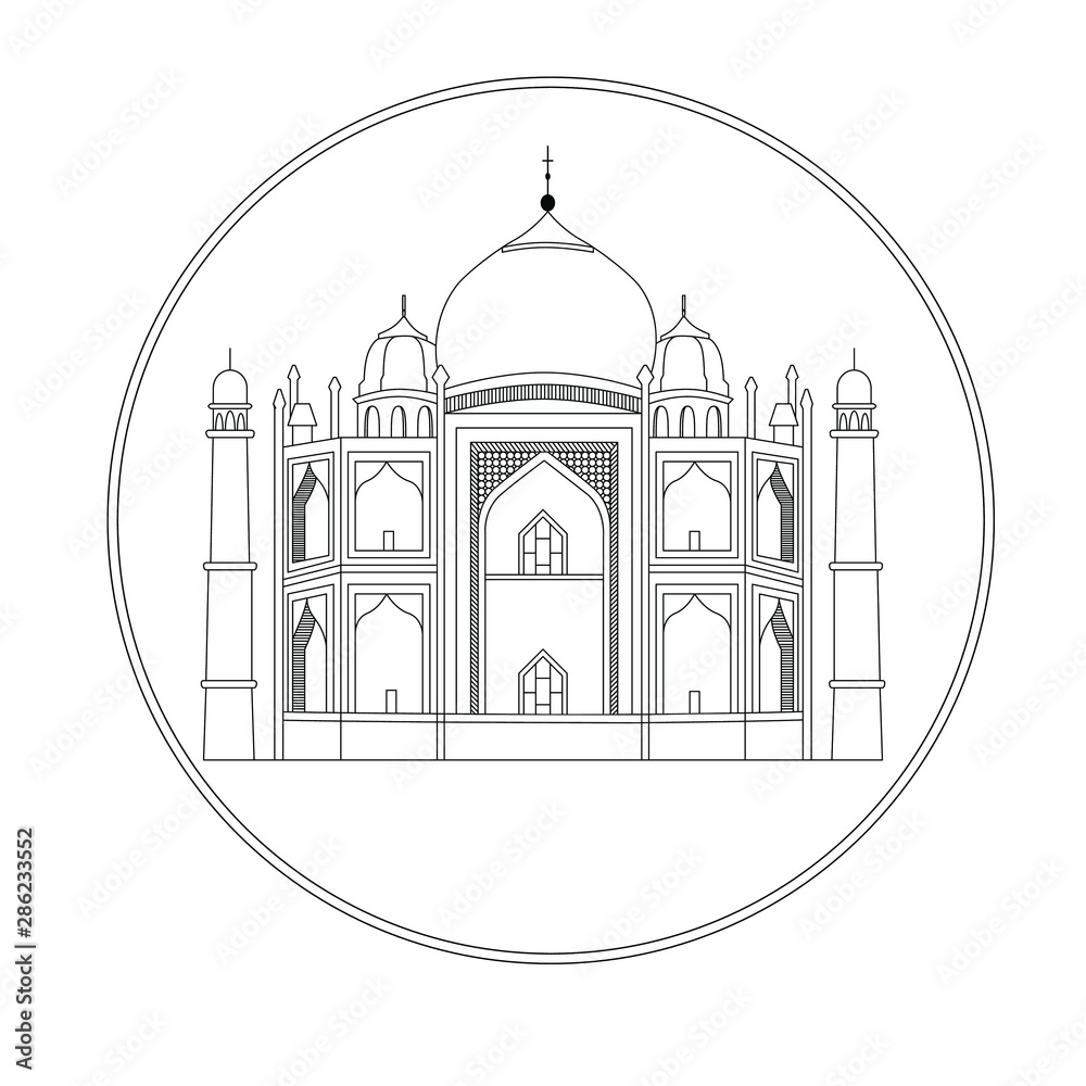 Taj Mahal logo famous monument in India.