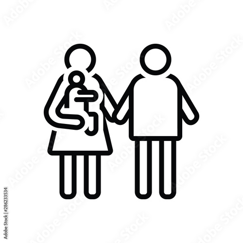 Black line icon for parent 