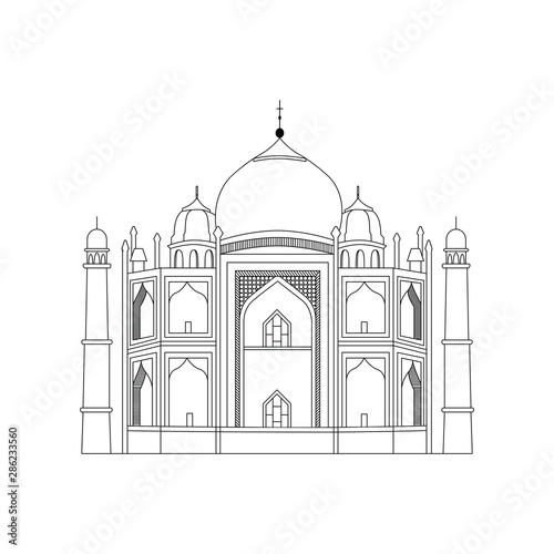 The Taj Mahal is a mausoleum in Agra, Uttar Pradesh, India. Famous Architectural Monument.