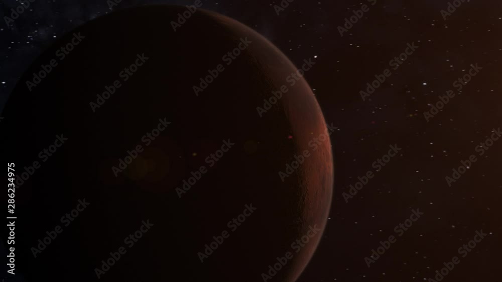 CGI Realistic Planet Mars Fly By.