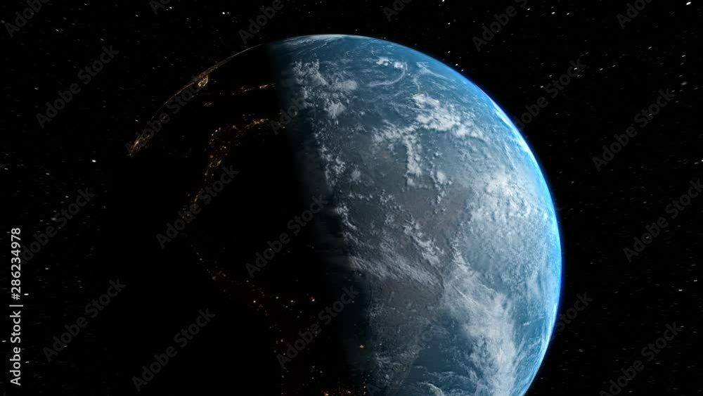 CGI Realistic Planet Earth Fly By and Orbit.