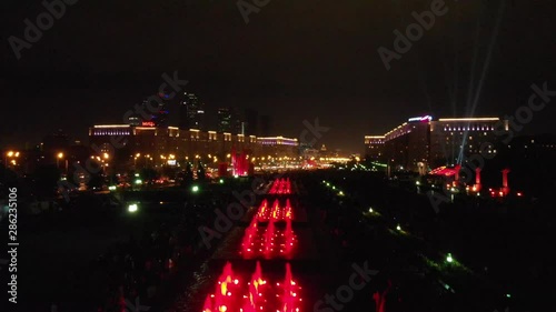 Russia Moscow Park Pobedy by night on the Victory day
4k 30fps with a Drone photo