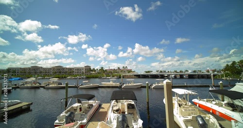 Wallpaper Mural Boats in a marina 4k motion footage gimbal stabilized low aerial Torontodigital.ca
