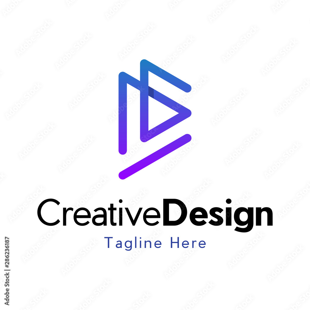 Arrow logo template. Vector abstract material design, flat and line style, Play logo. Play symbol. Triangle Logo can used for application, web icon, multimedia, player symbol.